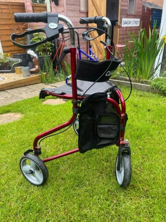 Image 2 of Three wheel walking aid with seat and two side pockets