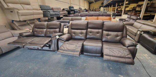 Image 13 of La-z-boy El Paso brown leather recliner 3+2 seater sofas