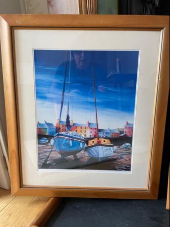 Image 3 of Picture Set x3 Boat Houses Harbour by Mary Gulland