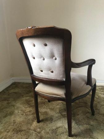 Image 2 of Dark wood and mink velour occasional chair