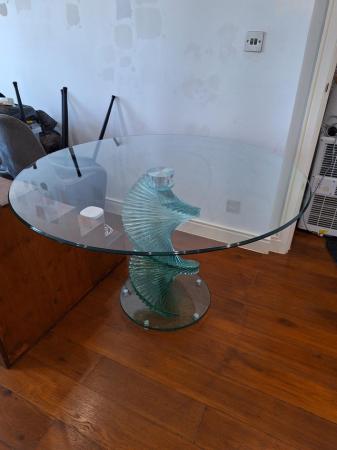 Image 3 of Stunning Round Glass Dining Table with Spiral Base