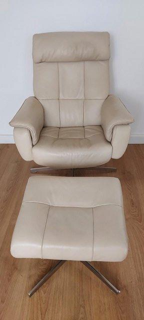 Preview of the first image of Reclining Leather Swivel Armchair and Footstool.