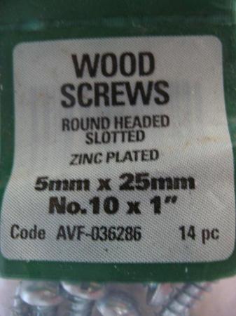 Image 2 of 12 Wood Screws Round Headed Slotted Zinc Plated No.10 x 1”