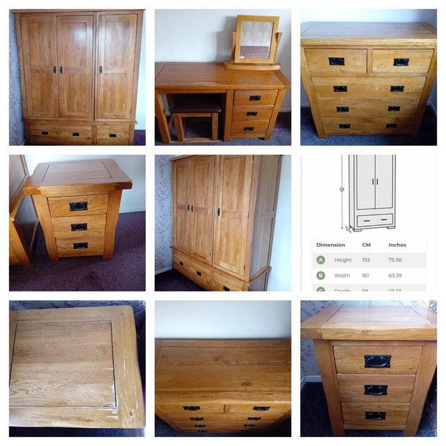 Preview of the first image of Solid Oak Bedroom Furniture Set.