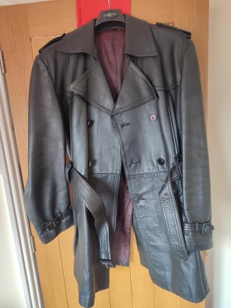 Image 3 of Man's belted black leather overcoat