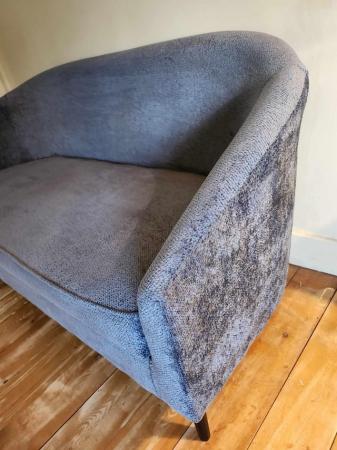 Image 2 of Blue 2 seater sofa in waffle fabric. Used for 3 months.