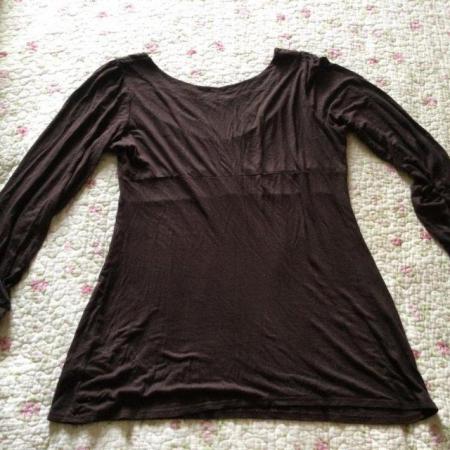 Image 3 of 10/12 EVIE Choc Brown Scoop Neck Long Sleeve Tunic Top