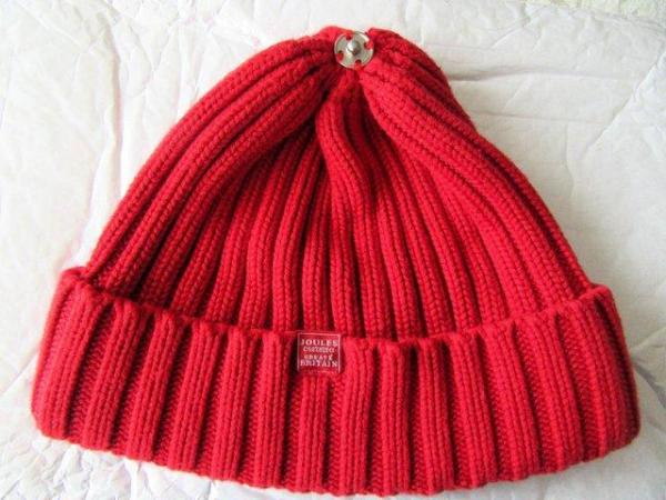 Image 1 of Joules Beanie Hat, Red, One Size, Never worn (4% Cashmere)