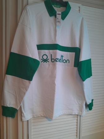 Image 2 of Benetton mens original classic rugby shirt size Large