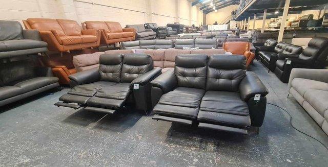 Image 6 of La-z-boy Sloane grey leather recliner 2x2 seater sofas