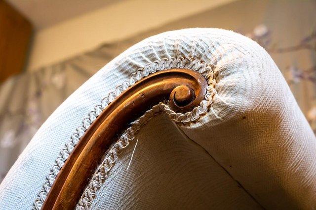 Image 3 of Victorian Style Vintage Chaise Longue Solid Wood Fabric