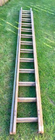 Image 1 of Two section sturdy wooden ladder