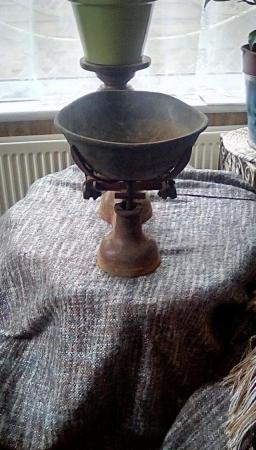 Image 7 of Old cast iron scales, brass pan(originally red)+weights