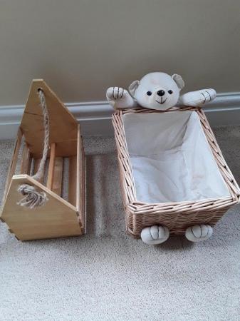 Image 2 of baskets x 2 wicker and wooden REDUCED !