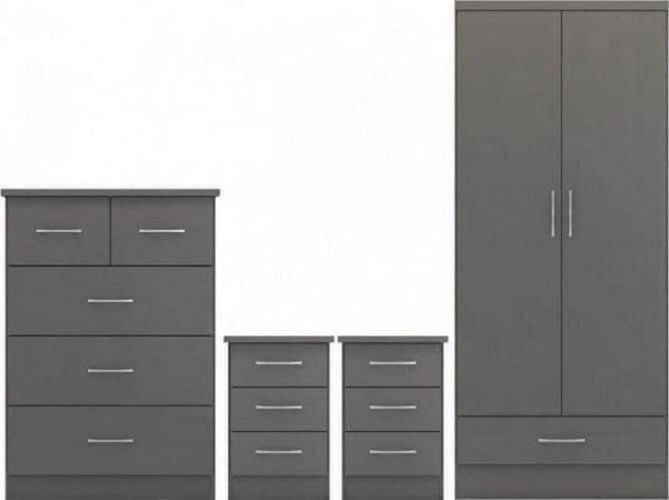 Image 1 of Nevada 2 door 1 drawer wardrobe bedroom set in grey