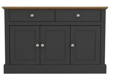Preview of the first image of DEVON 3 DOOR 2 DRAWER SIDEBOARD CHARCOAL AND OAK.