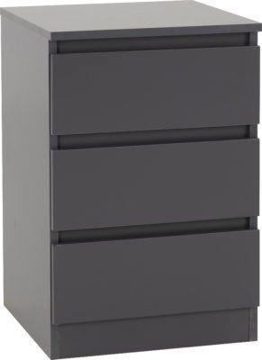Image 1 of MALVERN 3 DRAWER BEDSIDE - GREY  Assembled Sizes W x D x H (