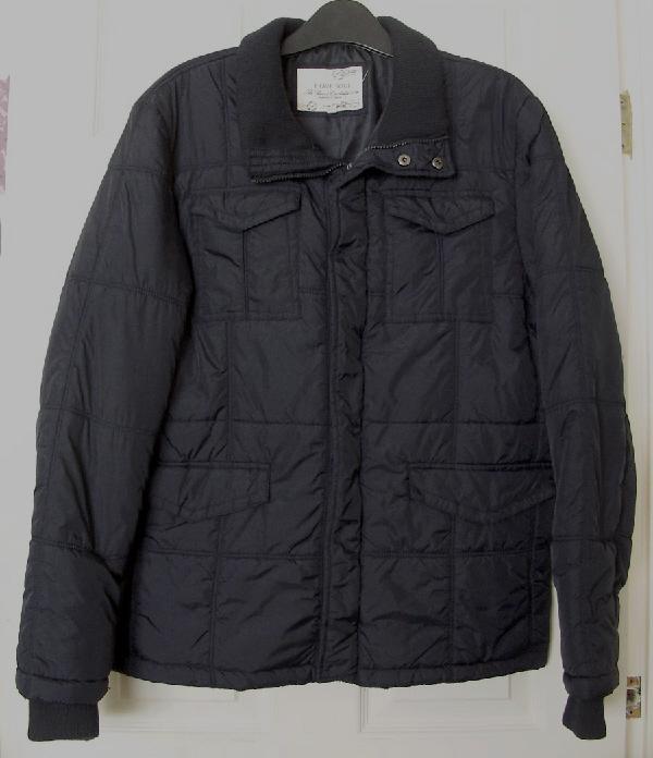 Preview of the first image of Mens Navy Quilted Jacket By Brave Soul - Size L.  B17.