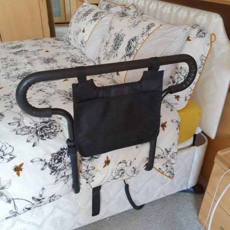 Image 1 of Height adjustable safety bed rail with handy pockets