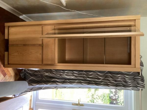 Image 2 of Oak Windsor display cabinet ,with drawer, cupboard,