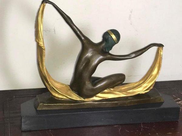 Image 12 of Art Deco “ Dancing With Egyptian “ Bronze & Marble
