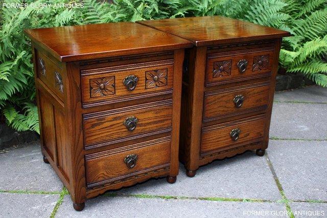 Image 9 of OLD CHARM LIGHT OAK BEDSIDE LAMP TABLES CHESTS OF DRAWERS