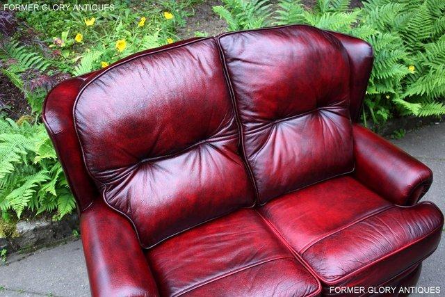 Image 37 of SAXON OXBLOOD RED LEATHER CHESTERFIELD SETTEE SOFA ARMCHAIR