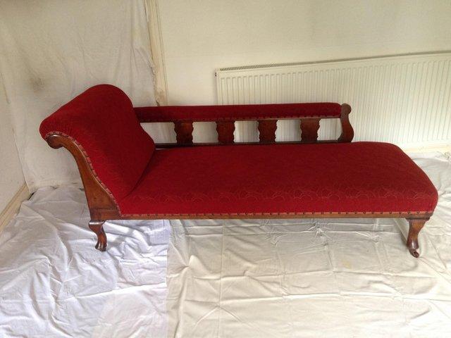 Preview of the first image of Edwardian Chaise Longue - moquette upholstery..