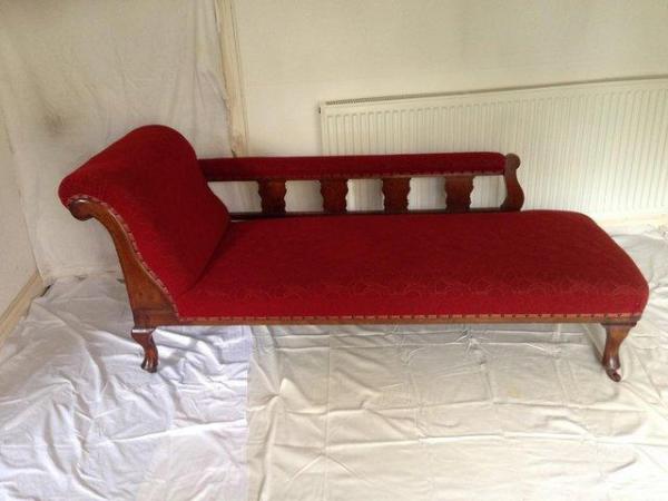 Image 1 of Edwardian Chaise Longue - moquette upholstery.