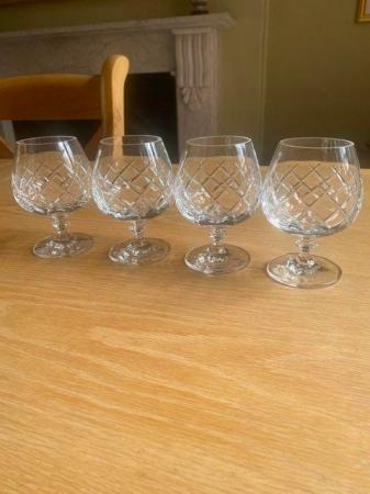 Image 2 of Set of 4 Cut glass Brandy Glasses