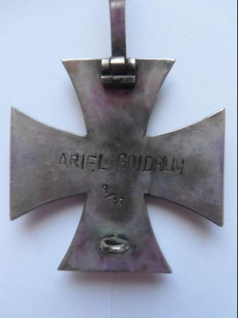 Image 2 of 1914 Iron Cross accredited to Ariel Goldblum 8/17