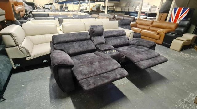 Image 14 of Radley Decent charcoal fabric manual recliner sofa