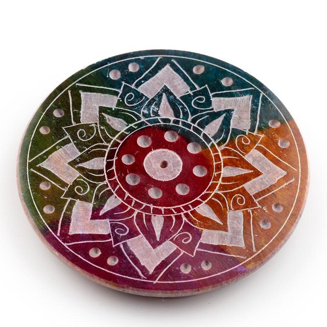Preview of the first image of Soapstone Incense Burner Dish - Sunburst. Free uk postage.