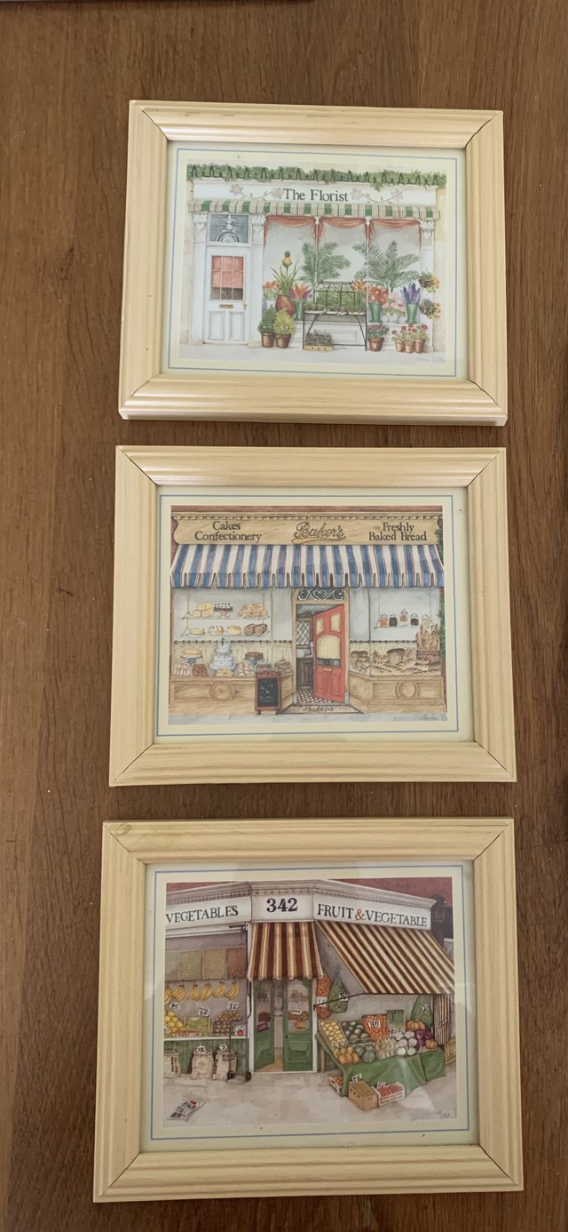 Preview of the first image of Set of 3 lovely pictures of old fashioned shops.