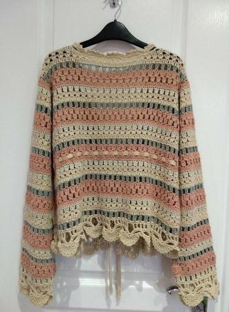Image 4 of NEXT Multicoloured Pink, Blue, Cream Knitted Summer Cardigan