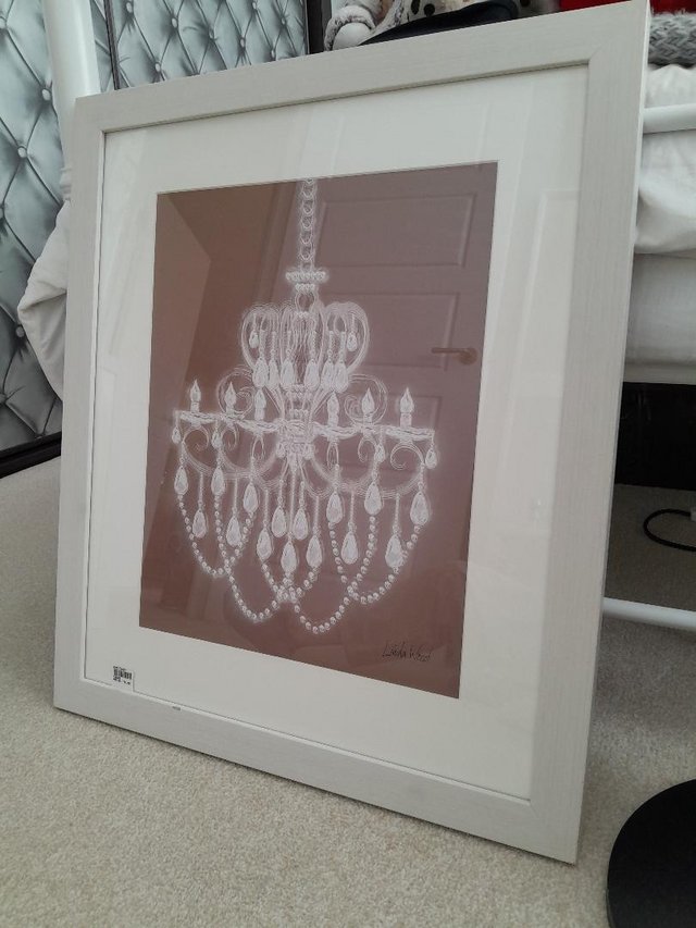 Preview of the first image of The Neutral Chandelier I - Linda Wood Print.