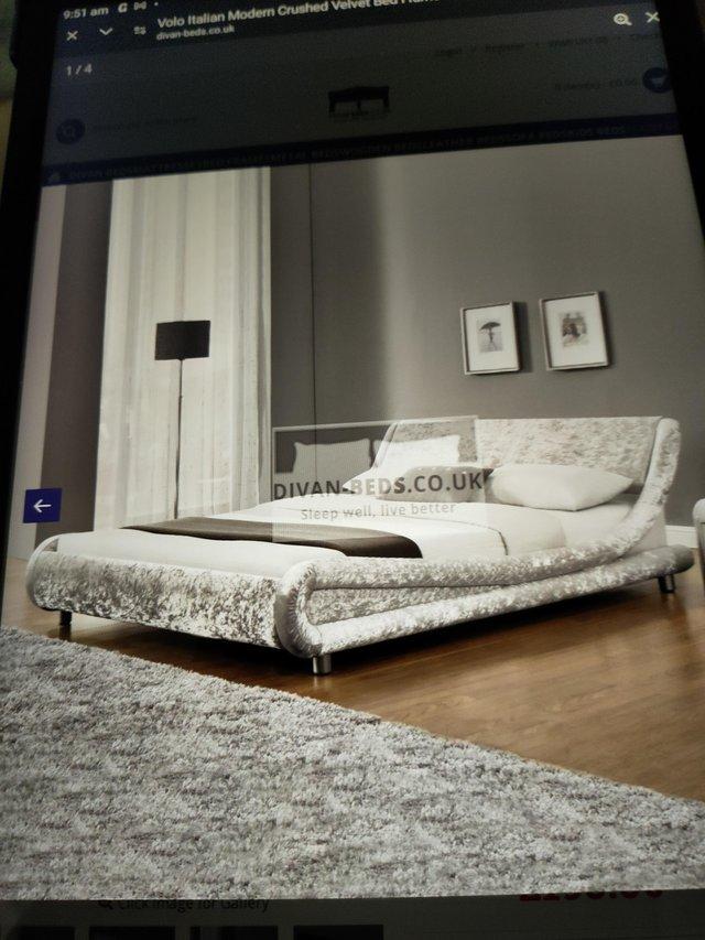 Preview of the first image of Double bed frame crushed velvet.