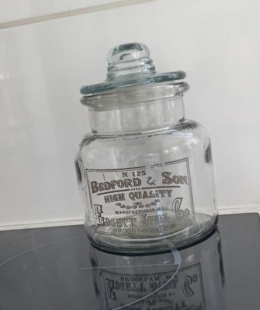 Image 1 of A Medium Sized Glass Storage Jar.  Height 8" (20cm)