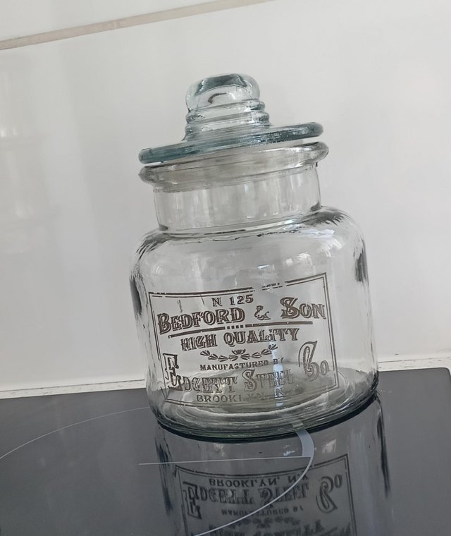 Preview of the first image of A Medium Sized Glass Storage Jar.  Height 8" (20cm).