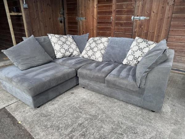 Image 1 of Dunelm grey corner sofa
