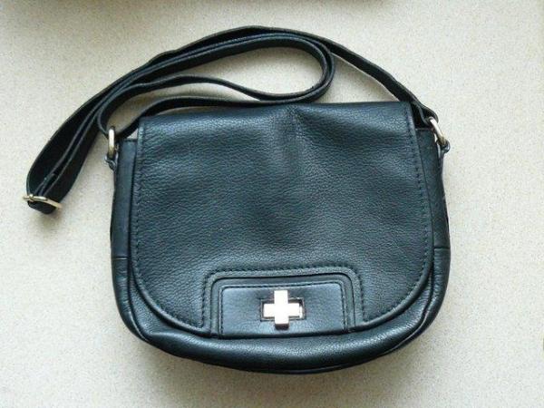 Image 1 of M&S shoulder bag, black leather