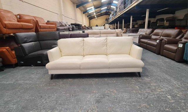 Preview of the first image of Ex-display Angelo light cream leather 3 seater sofa.