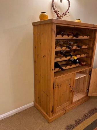 Image 2 of Natural Waxed Pine Cupboard / Wine Cabinet