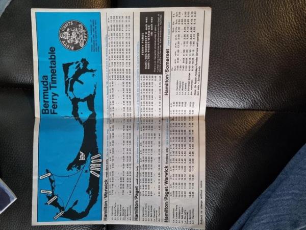 Image 2 of bermuda ferry timetable prob 1970's