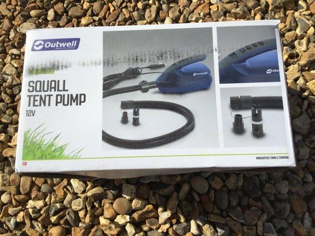 Preview of the first image of Outwell Squall 12v Tent Pump designed for inflating tents.