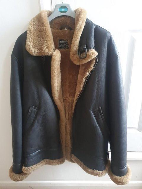 Preview of the first image of Men's Aviator Ginger Real Sheepskin Leather Bomber Flying Ja.