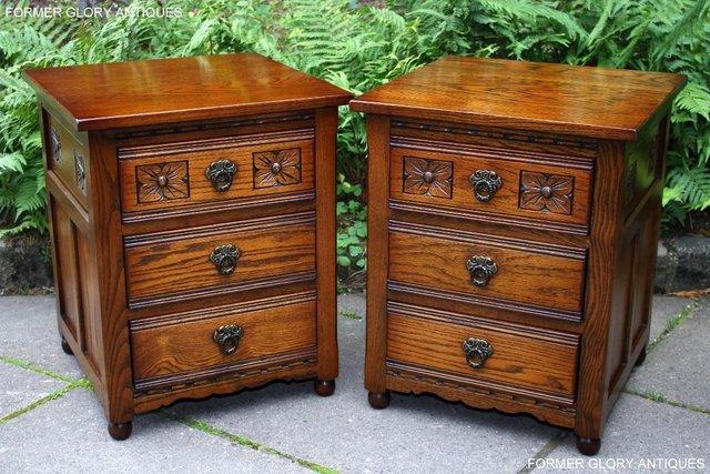 Image 25 of OLD CHARM LIGHT OAK BEDSIDE LAMP TABLES CHESTS OF DRAWERS