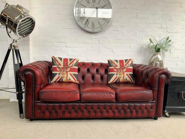 Preview of the first image of Oxblood SAXON 3 seater Chesterfield sofa. 2 seater availabl..