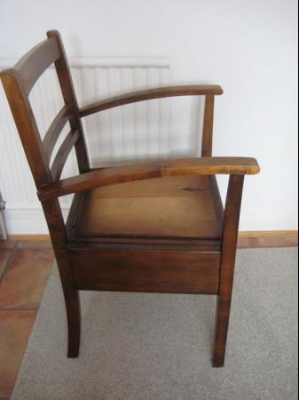 Image 11 of Antique Oak Commode Chair with China Pot & Lid