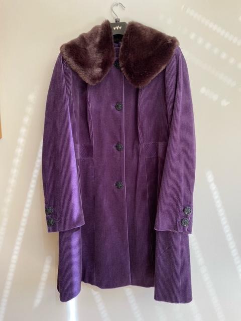 Preview of the first image of Purple Per Una Ladies Velvet Corduroy Coat.